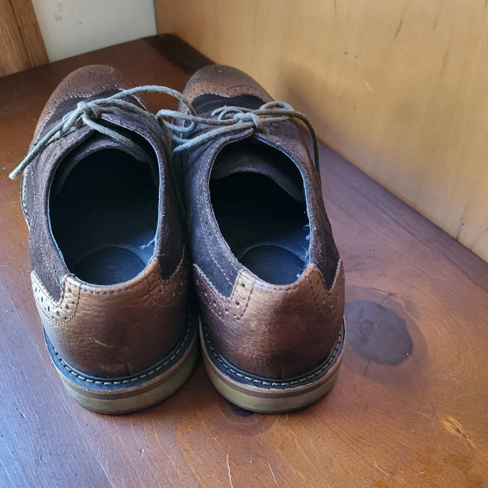 Lands End Brown and Black Wingtip Oxford Shoes